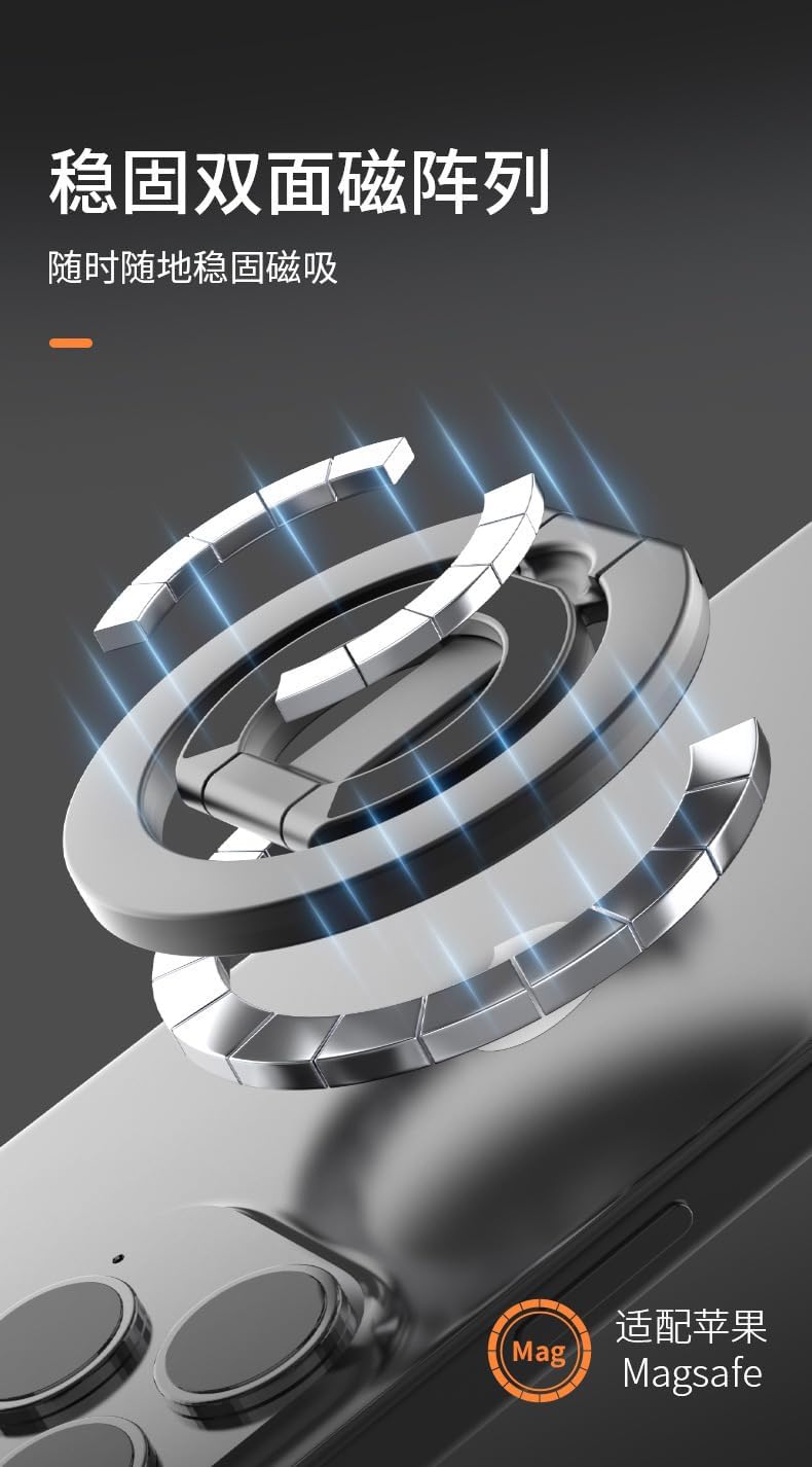 BONTOUJOUR 16/15/14/13/12/ Magnetic Ring Holder for MagSafe Dual-Side Magnetic, Removable Gym Phone Grip with Kickstand