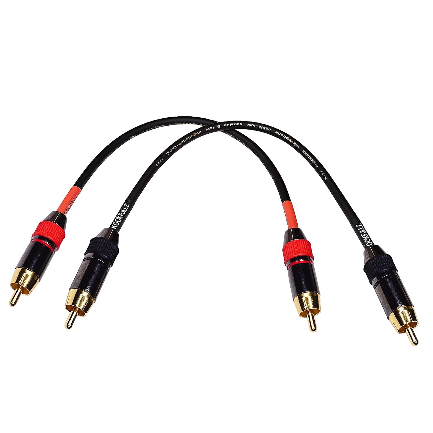 KOOKFJLLZ 1ft (2-Pack) Premium RCA Audio Cable - Heavy Duty Gold Plated Male to Male Subwoofer Cable with Low Noise
