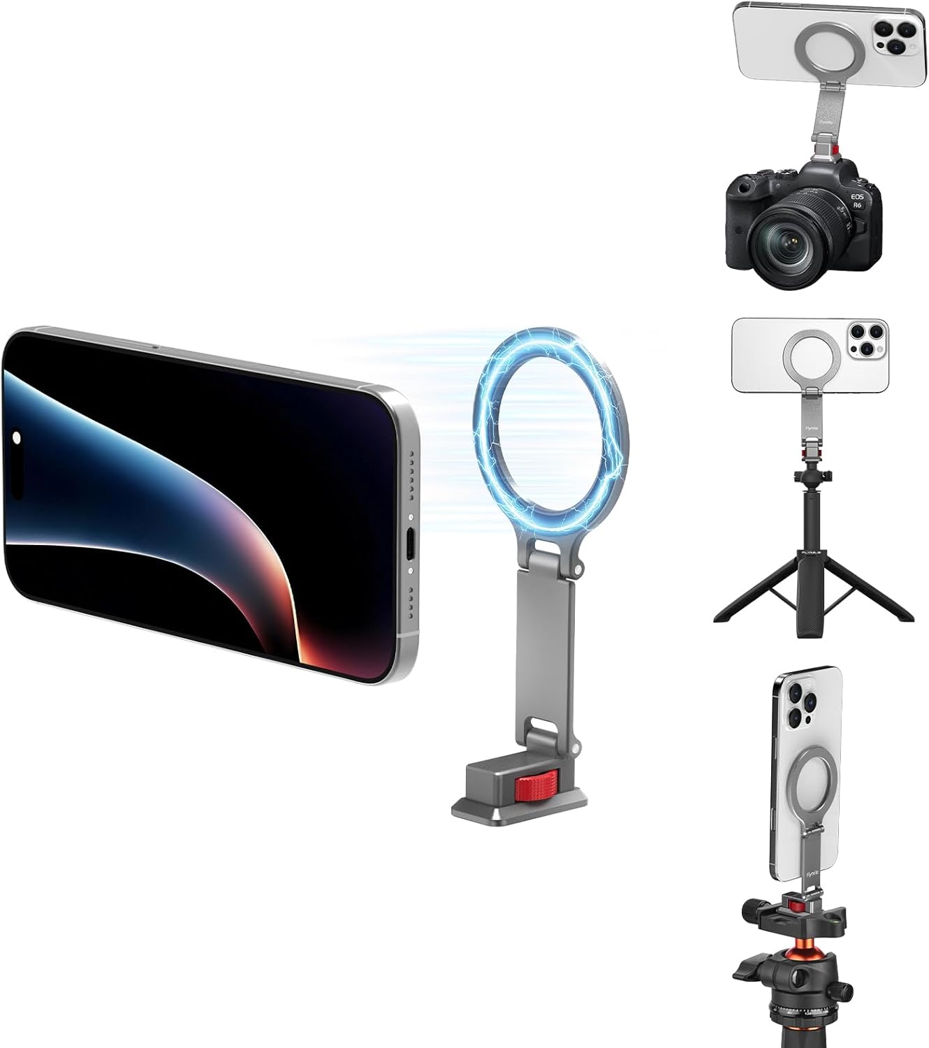 BRDRC 1/4" Cold Shoe Phone Mount with Arca Port, Tripod Mount for MagSafe Magnetic Hot Shoe Adapter with Screw Hole