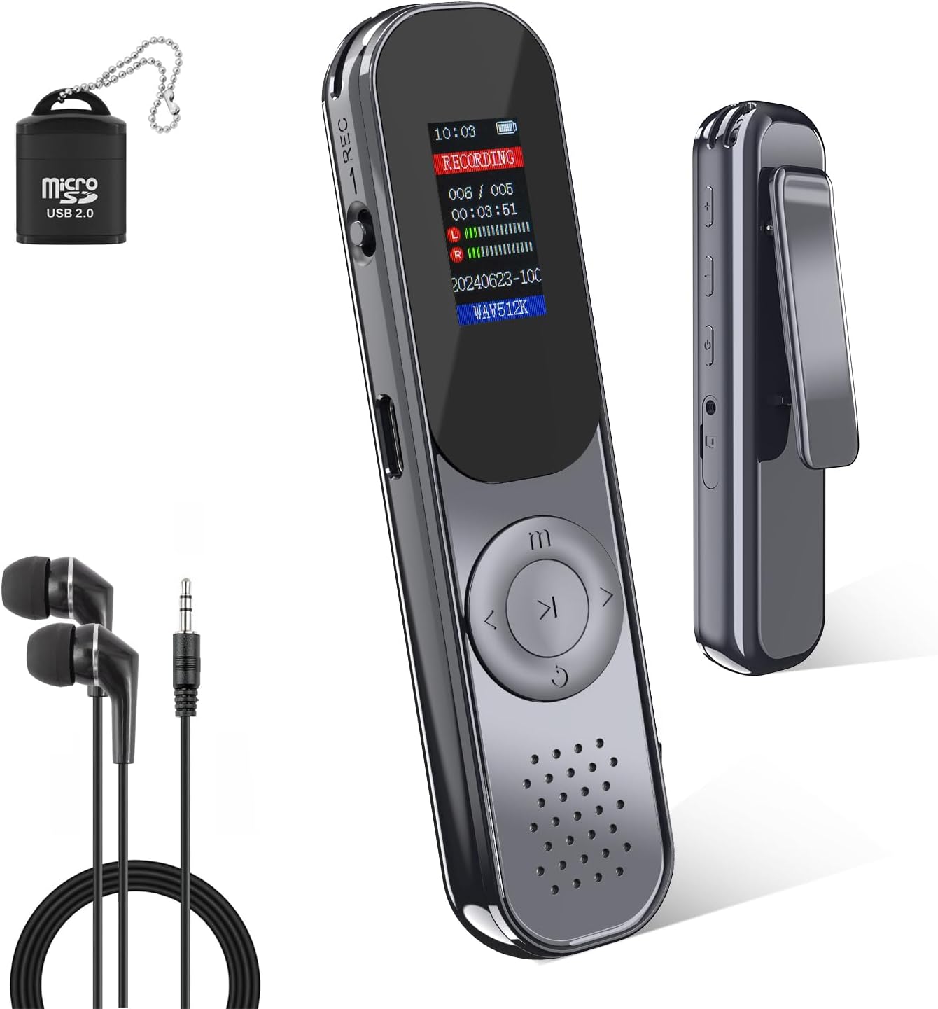 Axismink 64GB 4560 Portable Digital Voice Recorder with Playback, Hours of Extended Use Recording Device, Noise