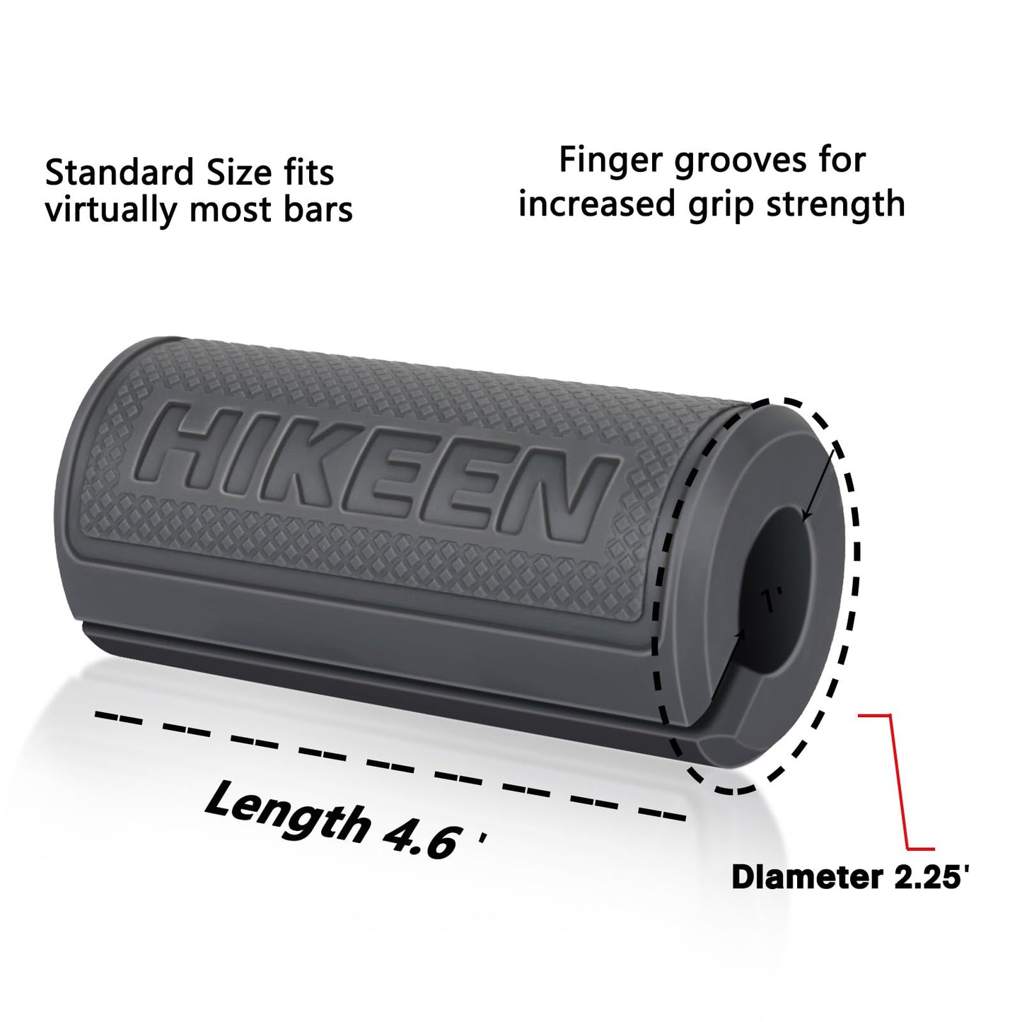 Hikeen Thick Bar Dumbbell Grips,Non Slip Hard Rubber Barbell Grips,Grips for Weight Lifting, Muscle Building-2.25" Outer Diameter