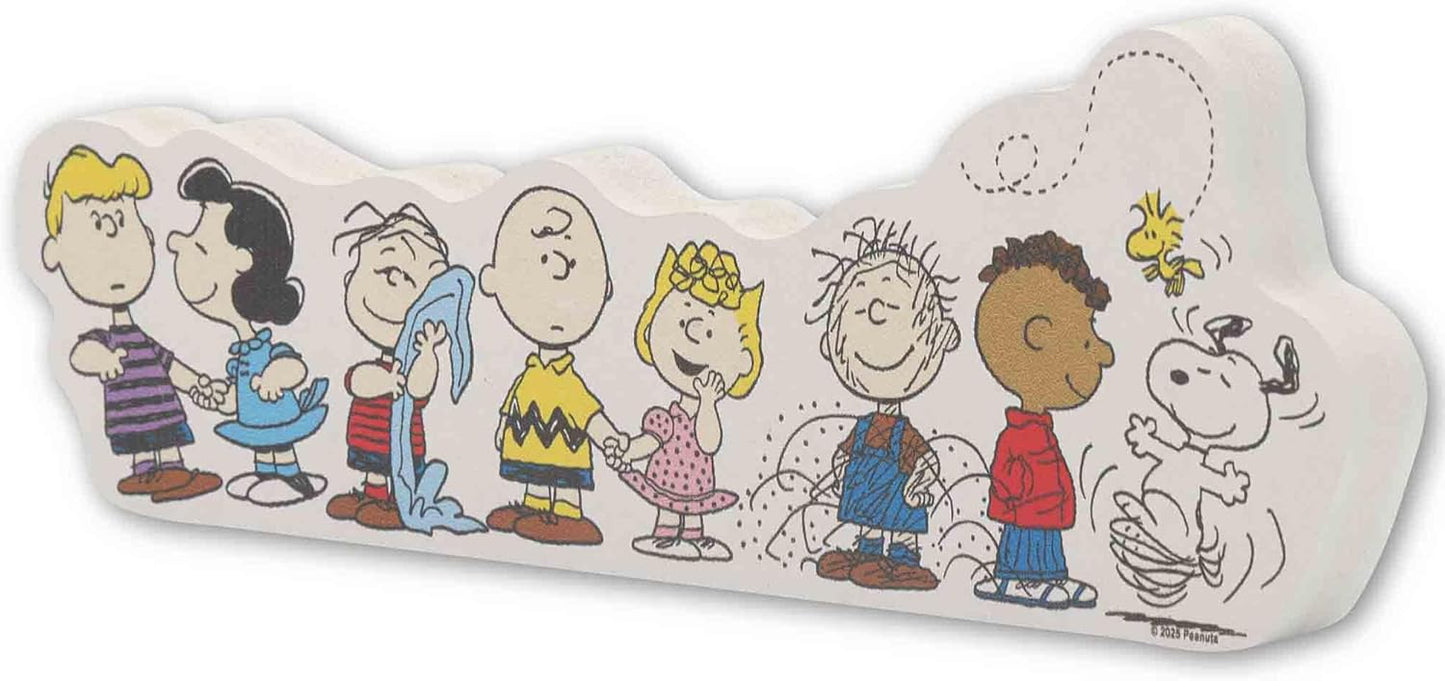 Open Road Brands Peanuts Gang Shelf Sitter Decor - Charming Wood Block Featuring Charlie Brown, Snoopy & Friends