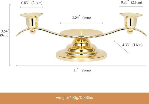 AIBANZE Unity Candle Holders - 3 Arm Wedding Candlestick Holder with Central Spike | Shiny Gold, 11.02'' x 4.33'' x 3.54''