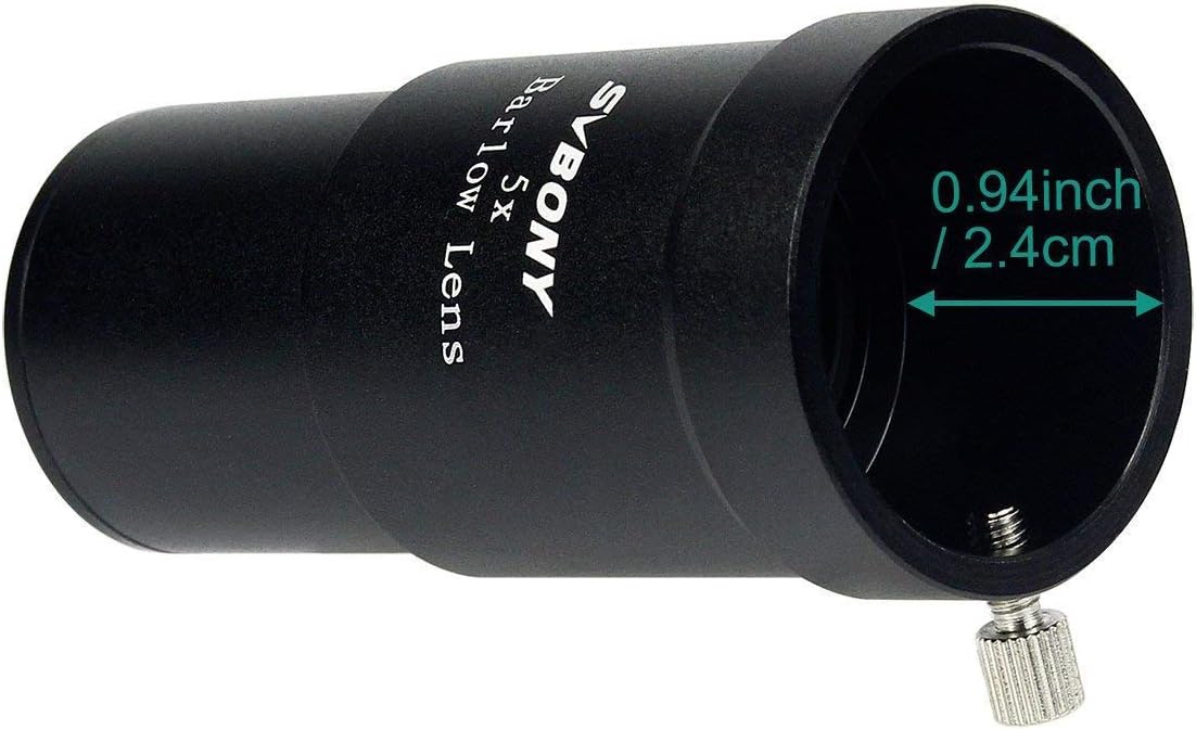SVBONY 5X, 1.25 Inch 5X Telescope Barlow Lens Telescope Accessory, Fully Multi Coated Broadband Green Film Barlow Lens
