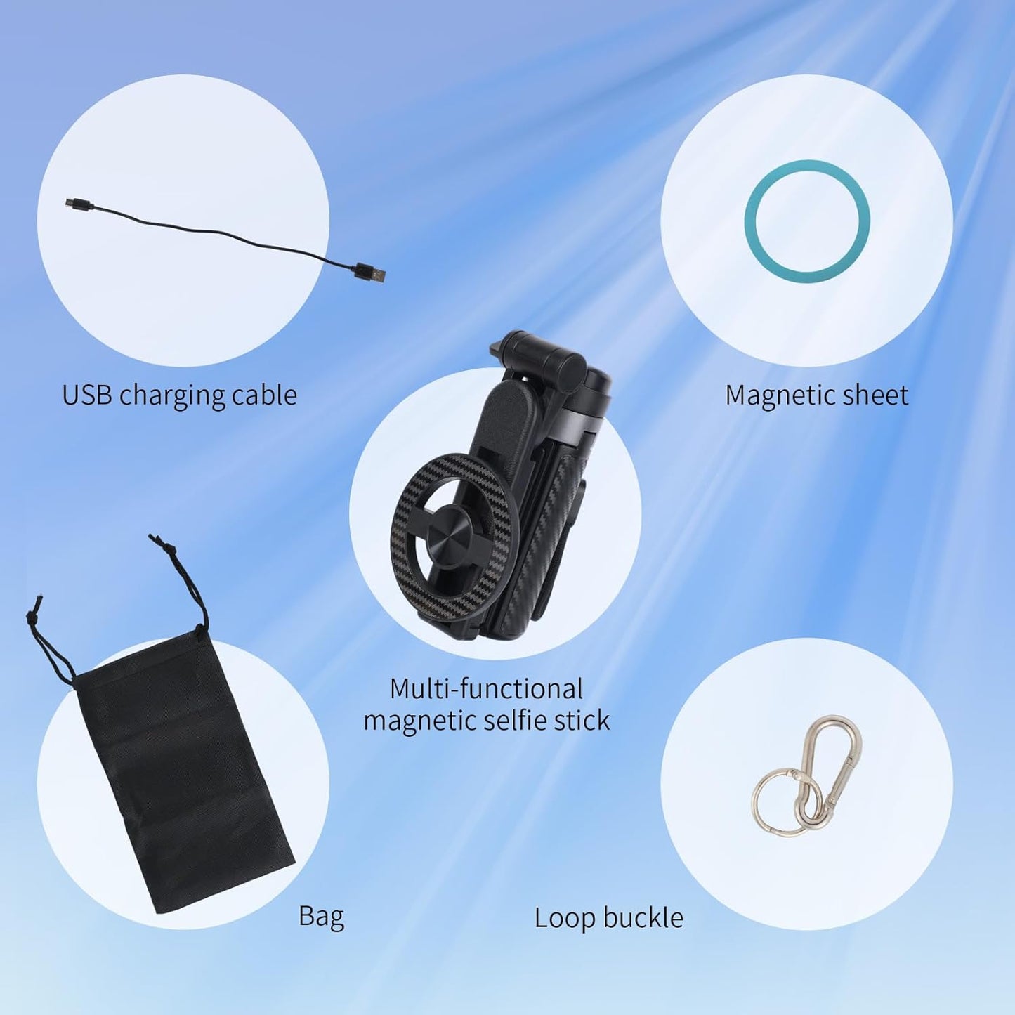 BTFO 360 Magnetic Mini Phone Selfie Stick, Rotation Pocket Tripod Extendable Cell Phone Travel Tripod Multifunctional