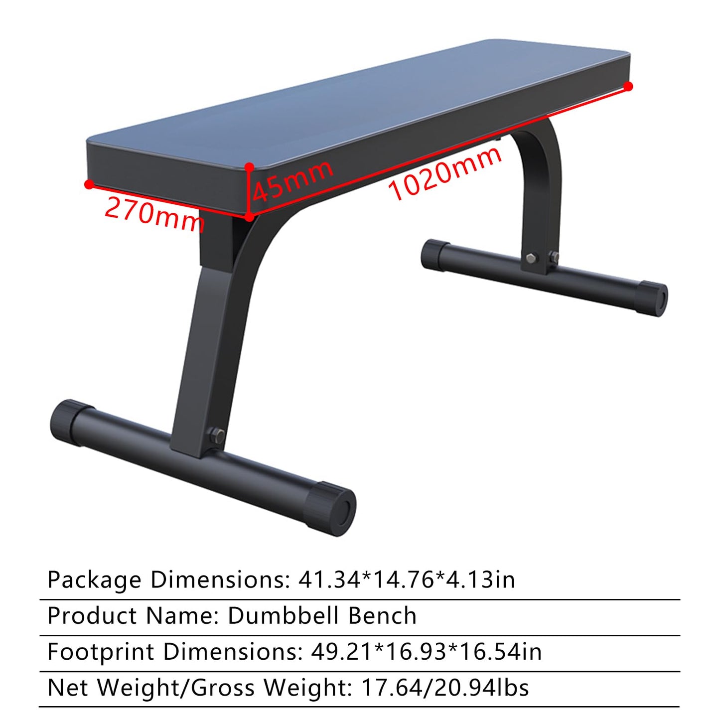 Flat Weight Bench for Home Gym, Commercial Quality, Strength Training, Stable Assembly, Black