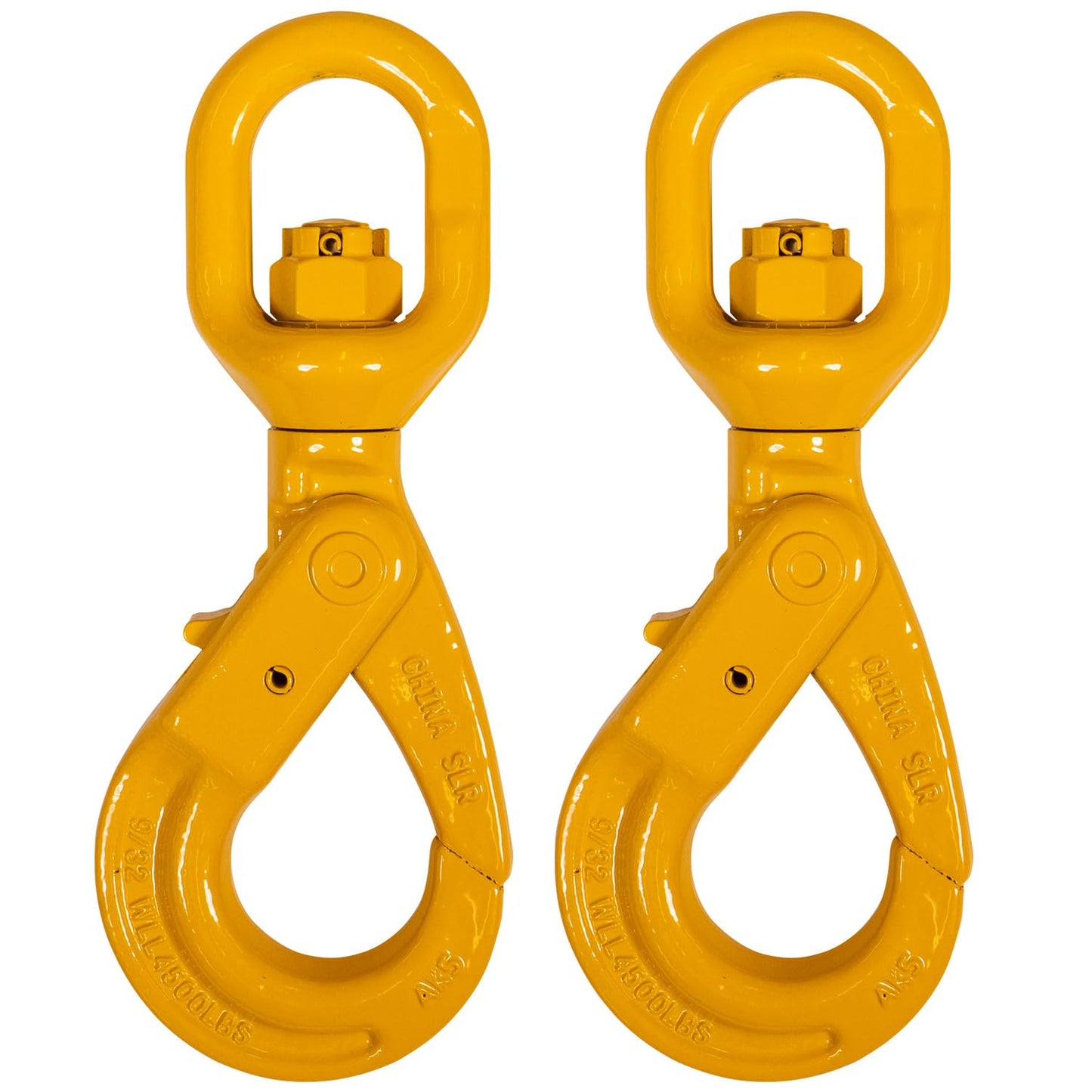 US Cargo Control 9/32 Inch Swivel Self-Locking Hooks (2-Pack), G80 Chain Hooks, 4,500 LBS Working Load Limit, Heavy Duty Swivel Hooks for Lifting Jobs, Load Binding Applications, & Trailers