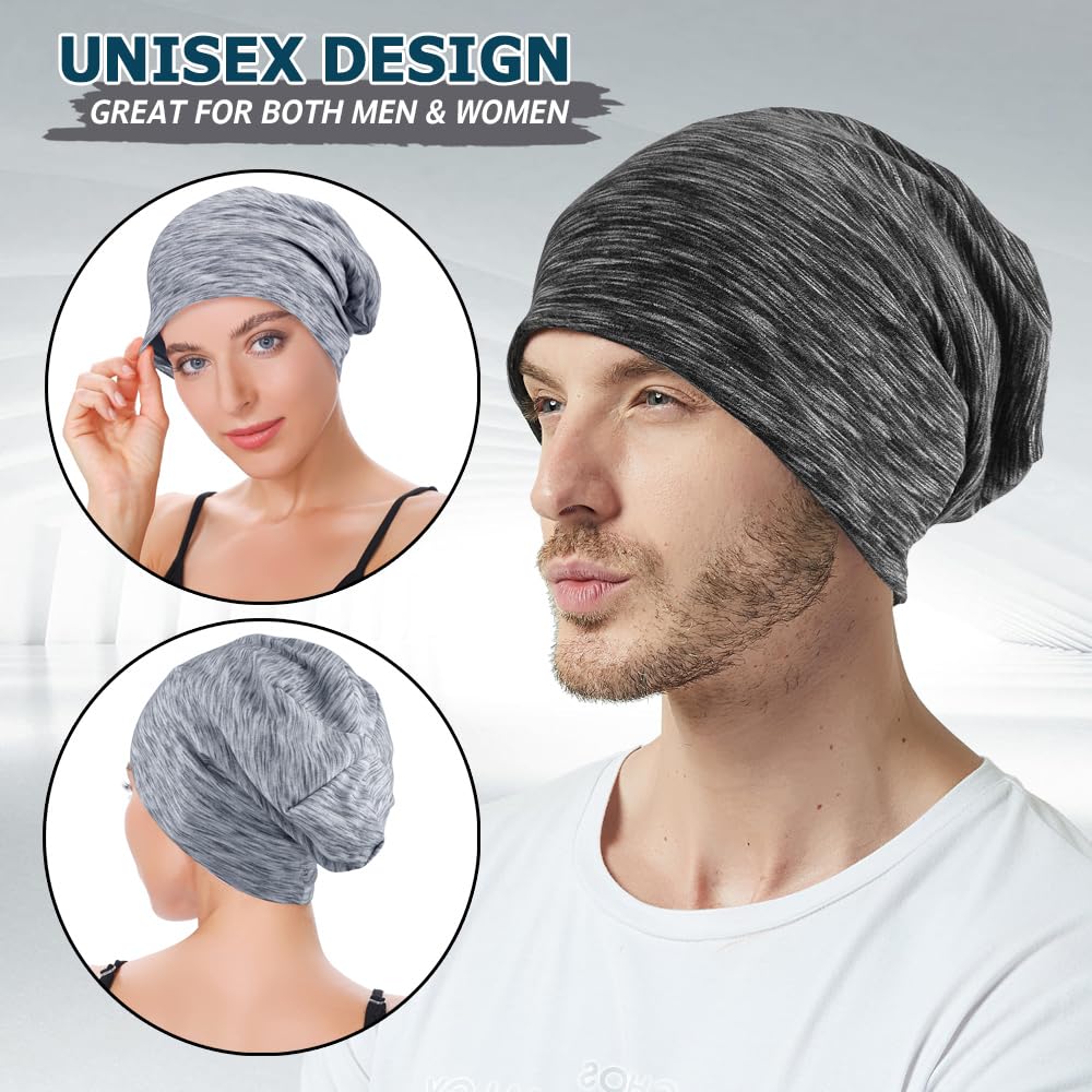 EINSKEY Lightweight Slouchy Beanie for Men Women, Oversize Thin Cotton Skull Cap Chemo Cap Night Sleeping Hat for All Seasons
