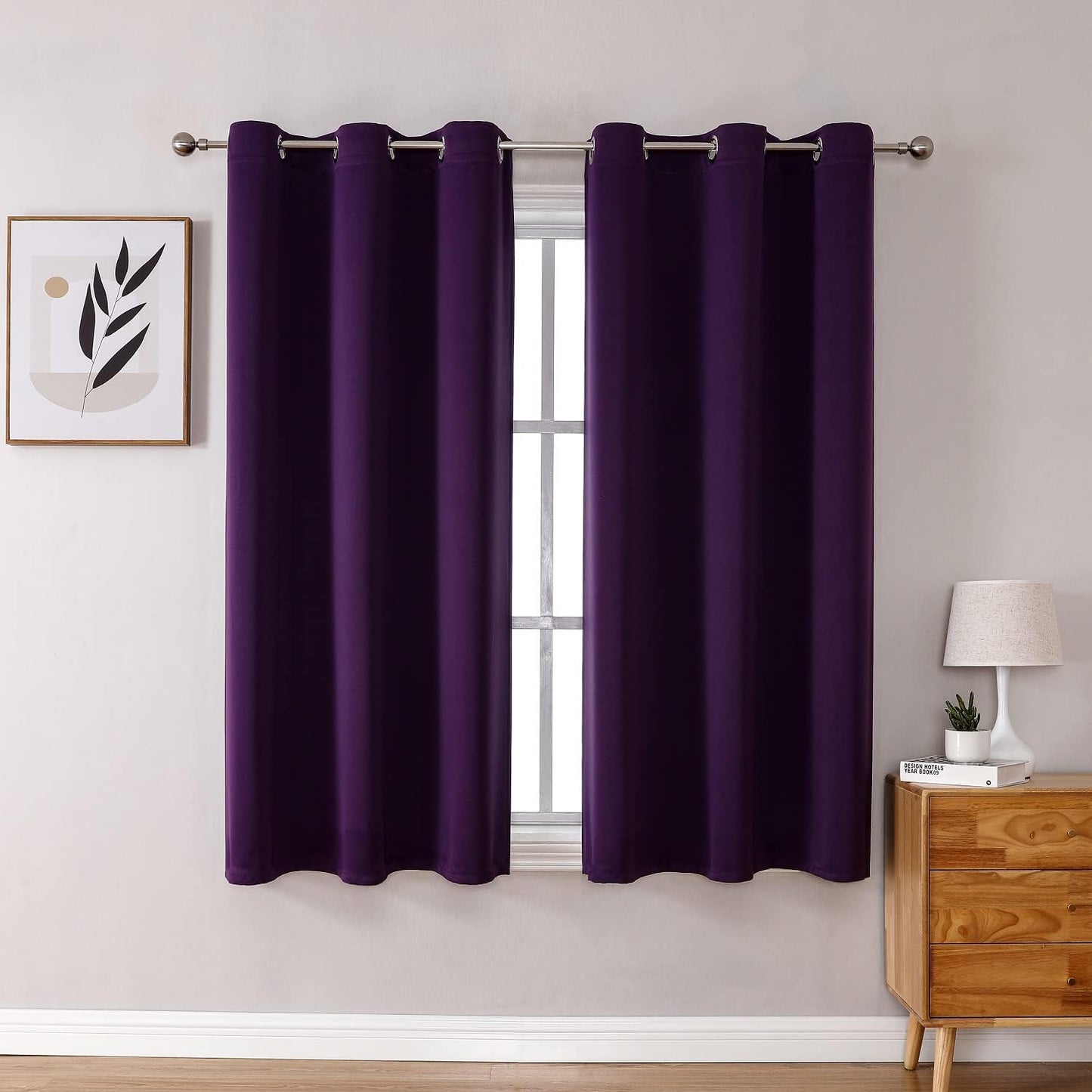 ChrisDowa Grommet Blackout Curtains - Thermal Insulated Room Darkening Panels, Royal Purple, 42W x 63L