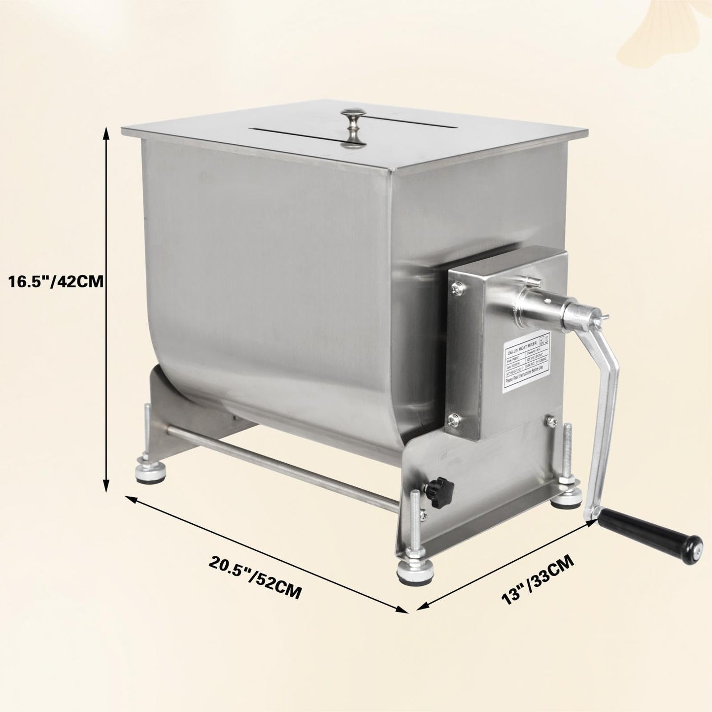 CLIVIA Manual Meat Mixer, 45 Pound Meat Mixer for Sausage, 45lbs Capacity Tilt Tank Sausage Mixer, Stainless Steel Food Processer for Meat, Vegetable, Burger, Dumplings