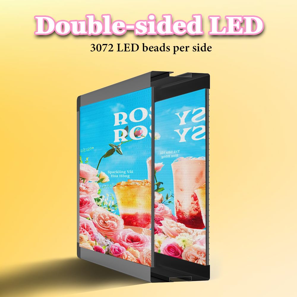 P10 39"x14" Double-Sides LED Advertising Sign Outdoor Digital Billboard with High Brightness, WiFi Programmable for Stores, HD Image/Text Display, Weatherproof & Energy Efficient
