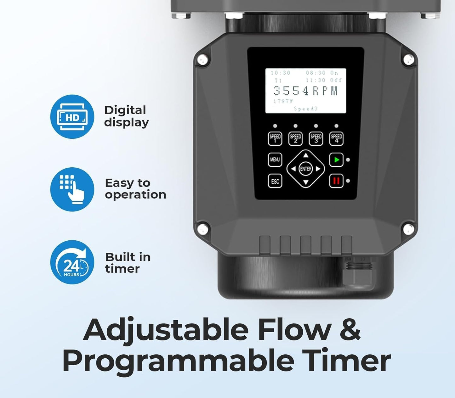 1.8 HP Variable Speed Pool Pumps,Self-Primming Above/Inground Pool Pump 9114 GPH with Timer 220-240V