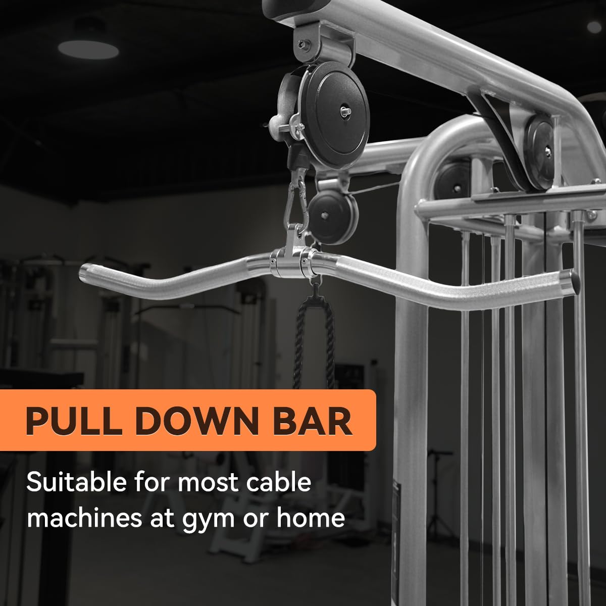 Lat Pulldown Attachments, Straight Bar Cable Attachments, Lat Pull Down Bar, Curl Pulldown Bar, Sturdy & Lightweight Aluminum, Non-Slip Grip, Full Rotation, Max Load 1000LBS