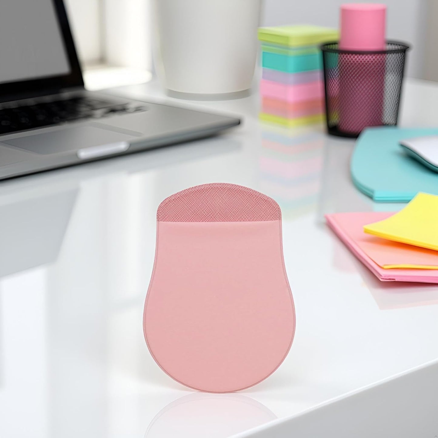 Tustao Pink Universal Stick-On Mouse Pouch Holder for Sleevefor Laptop Reusable Adhesive Storage Mouse Holder, Cover