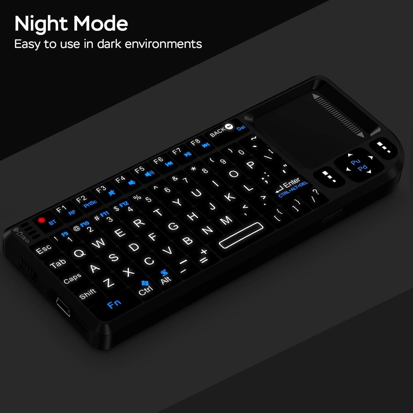Burhoo 2.4G Mini Keyboard with Touchpad, Mini Bluetooth Keyboard, Ultra-Thin Handheld Wireless Portable, Suitable