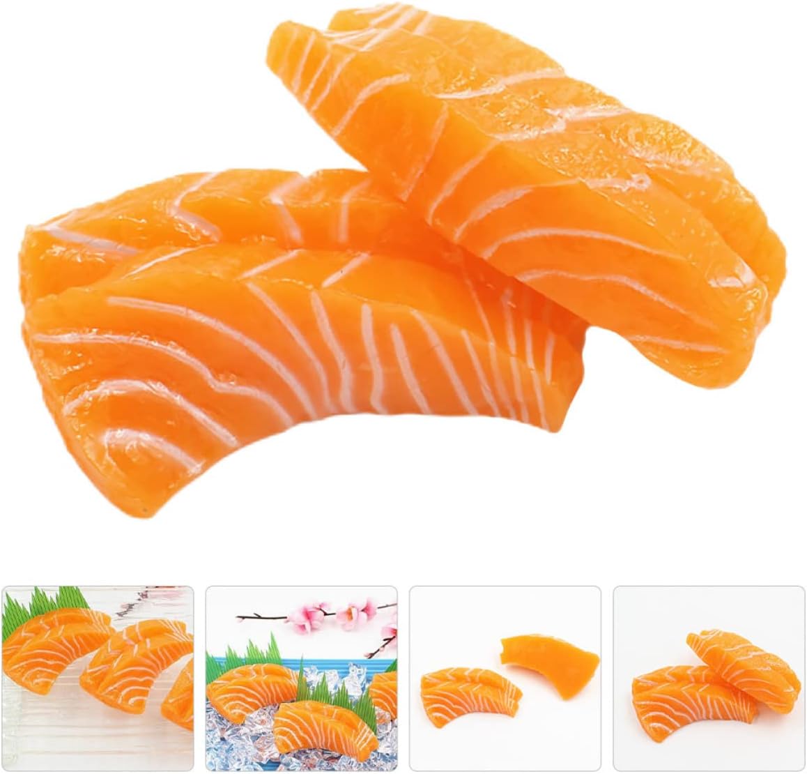 2pcs BESPORTBLE Fake Salmon Slice Models for Kitchen Decor and Photography Props Realistic Plastic Sashimi Food Models
