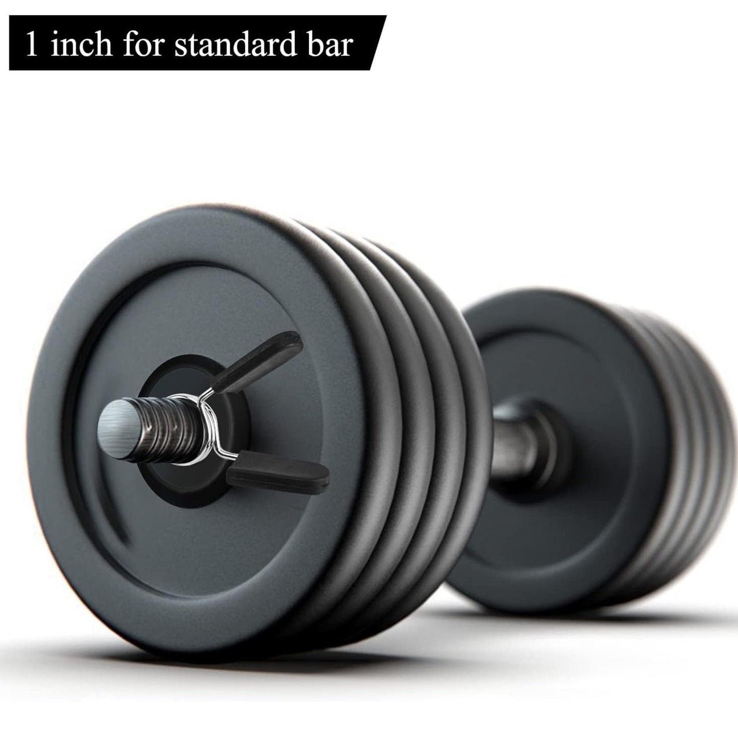 Barbell Spring Clip Dumbbell Clamps Circlip Collars 1 Inch Weight Bars Clips Fitness Weightlifting Lock Buckle for Standard Bar Barbell Strength Training Gym Accessory