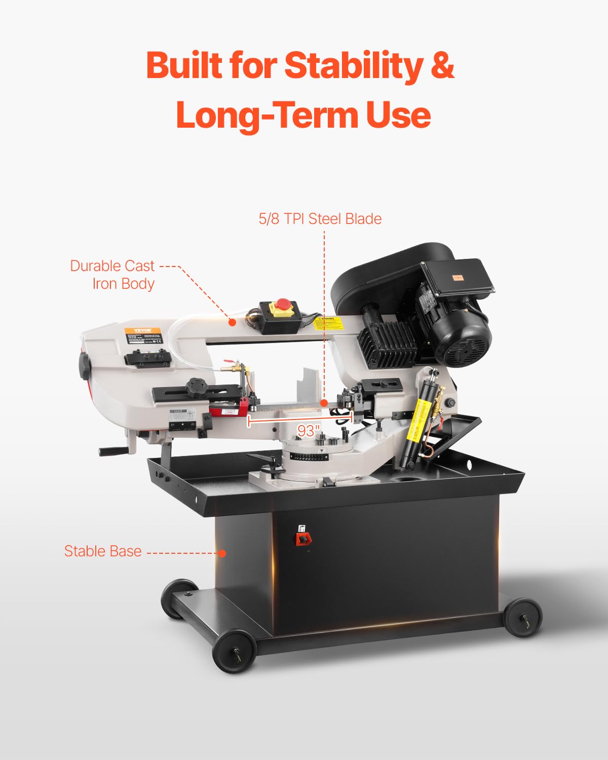 VEVOR Metal Horizontal Band Saw, 7 x 8.25 in Rectangular Cutting Capacity, 110/220V Vertical Cutting Bandsaw with 1.1 kW Motor, 0-45° Angle Adjustment, Variable Speed, for Metal, Wood, and Plastic