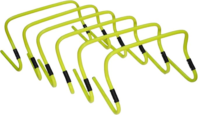 GSi Dual Height Agility Hurdle Pack of 6 – Adjustable 6" & 12" Training Hurdles for Sports, Fitness, and Agility Drills – Durable PVC Yellow Speed Hurdles for Soccer, Track, and Football Training