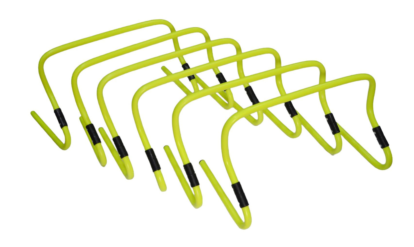 GSi Dual Height Agility Hurdle Pack of 6 – Adjustable 6" & 12" Training Hurdles for Sports, Fitness, and Agility Drills – Durable PVC Yellow Speed Hurdles for Soccer, Track, and Football Training
