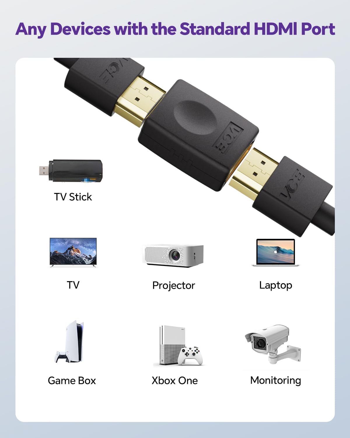 VCE 3D 4K 1080P HDMI Coupler Female to Female HDMI Adapter Gold Plated High Speed Double Female Connector Support