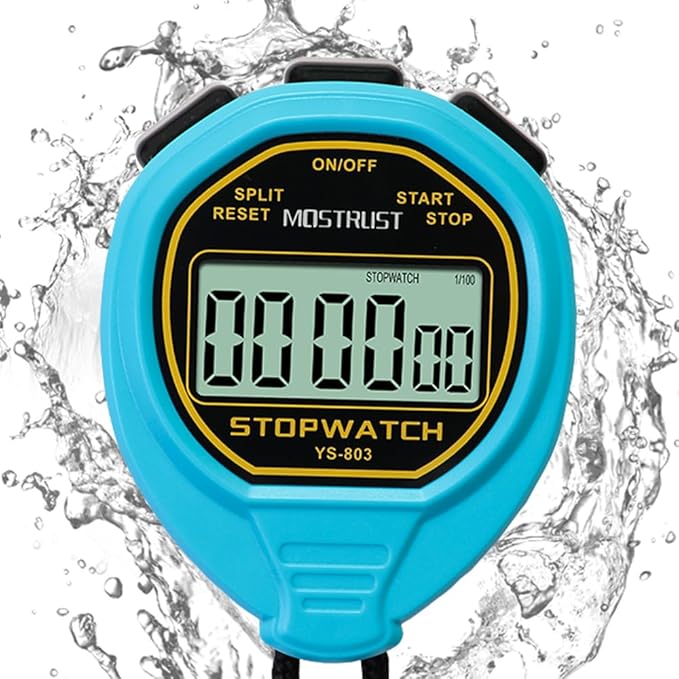 Digital Simple Stopwatch, 1/30 Lap Basic Stopwatch, No Bells, No Clock, No Alarm, Silent, Child Friendly, ON/Off for Swimming Coaches Kids