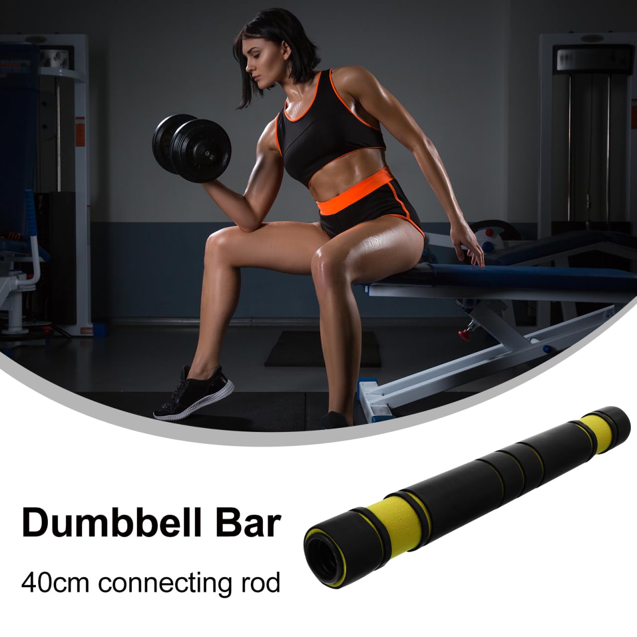 Yardwe Dumbbell Connector Rod Barbell Converter Bar Abs Fitness Equipment Weightlifting Accessory for Home Gym Strength Training 15.7 x 1.7 x 1.7 Inch