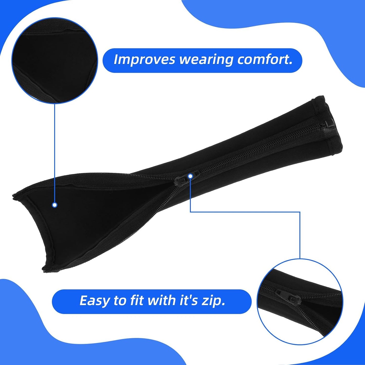 Josojoou 2PCS Headphone Headband, Headphone Headband Cover with Zipper, Replacement Headphones Band Cushion, Suitable