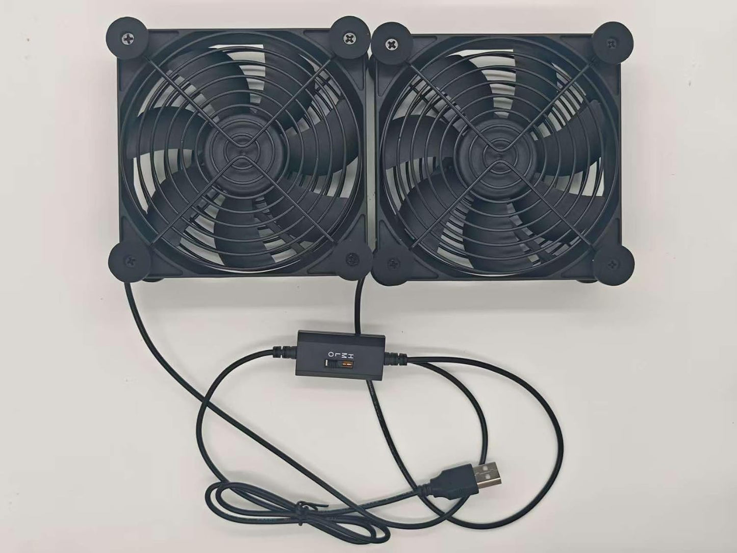 120mm 3-Degree Quiet Dual USB Fan Dual-Ball Bearings, with L/M/H Speed Controller High Airflow Cooling Fan for Receiver