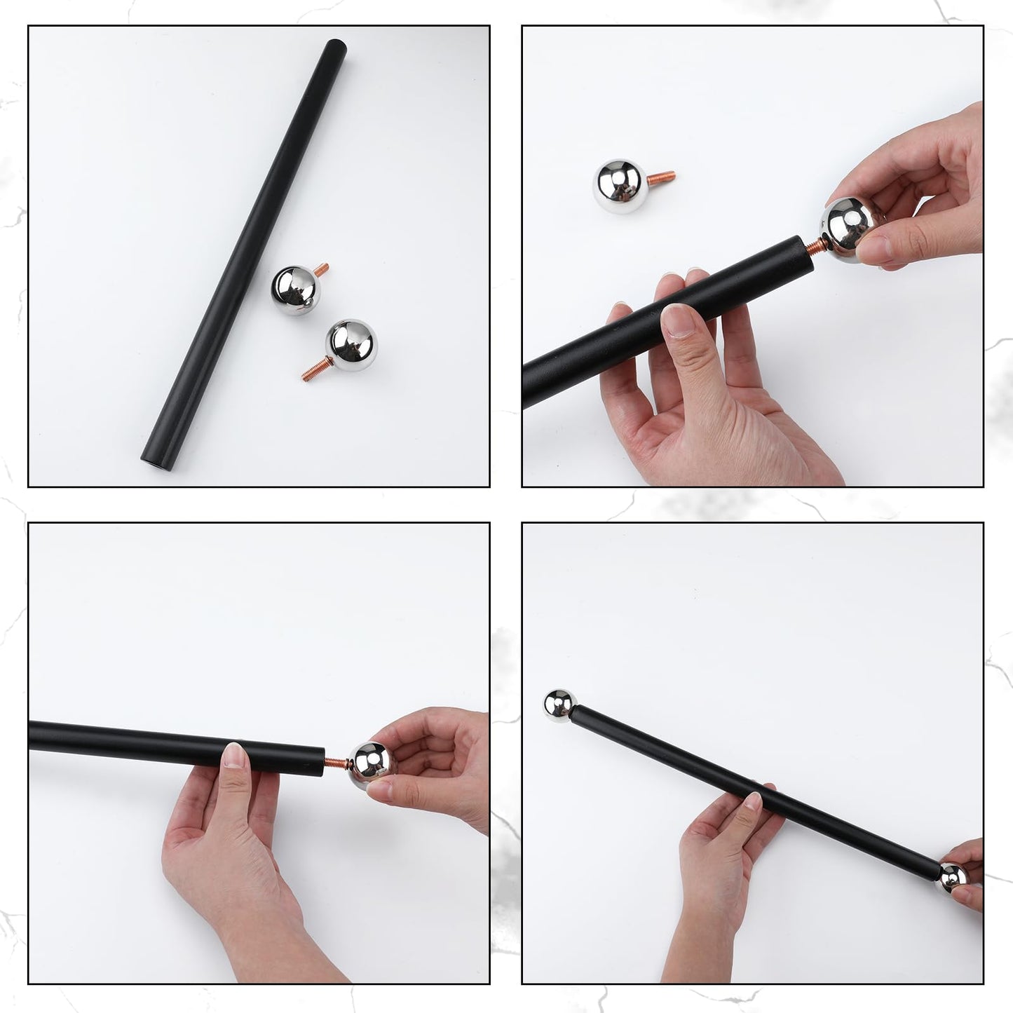 Yaocom Lamp Post Cross Arm Replacement, 16 Inch Steel with Brass Caps, Silver Ball, Model Yaocom-Cross Arm Ladder-42