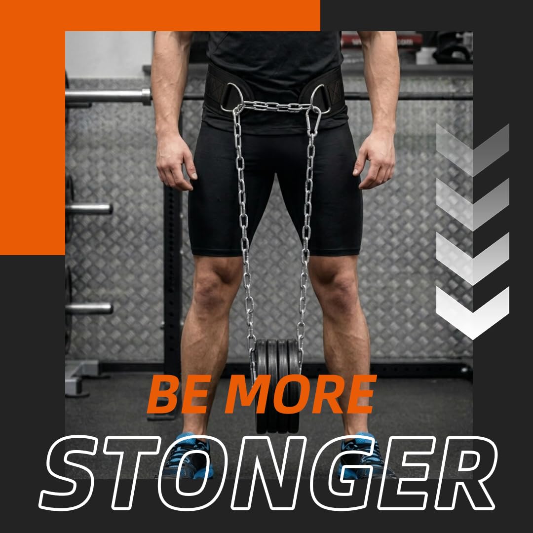 Dip Belt with Chain for Weight Lifting, Weighted Pull Up Belt for High-Intensity Training like Squats, Deadlifts, Pull-Ups, Powerlifting, and Bodybuilding, Comfortable Waist Support for Men & Women