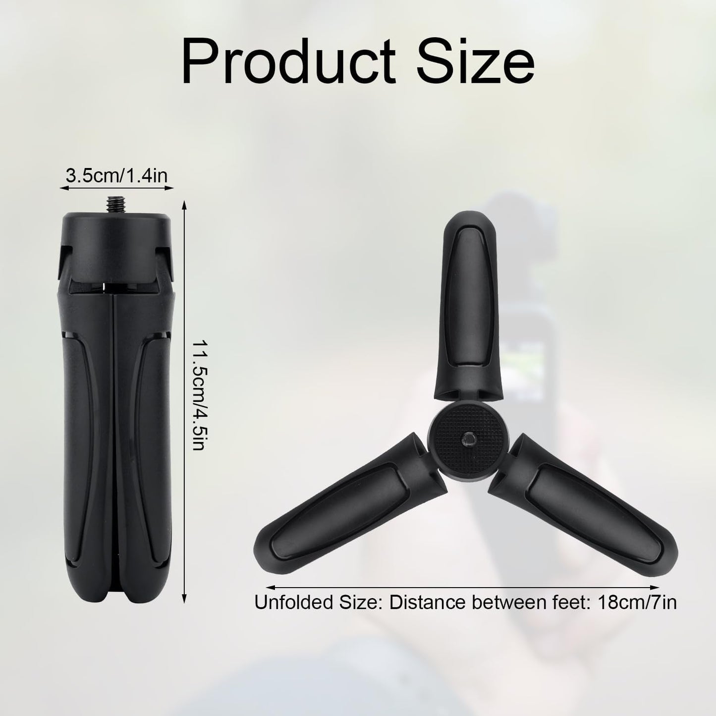 BOXOB 3 2, Mini Tripod Compatible with DJI Osmo Pocket & Black ABS Portable Pocket Stand Tripod Mount Selfie Stick