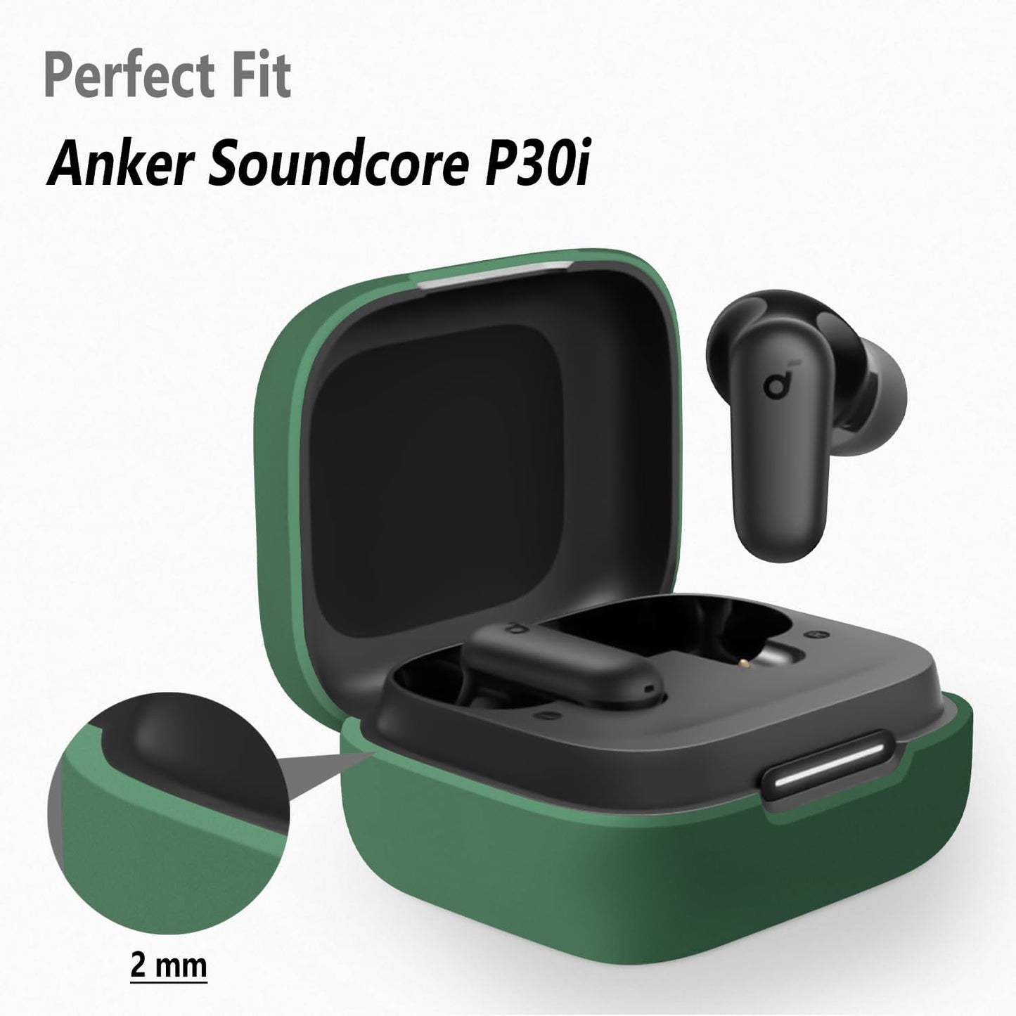 Geiomoo P30i, Silicone Case for Anker Soundcore Protective Cover with Carabiner (Emerald Green)