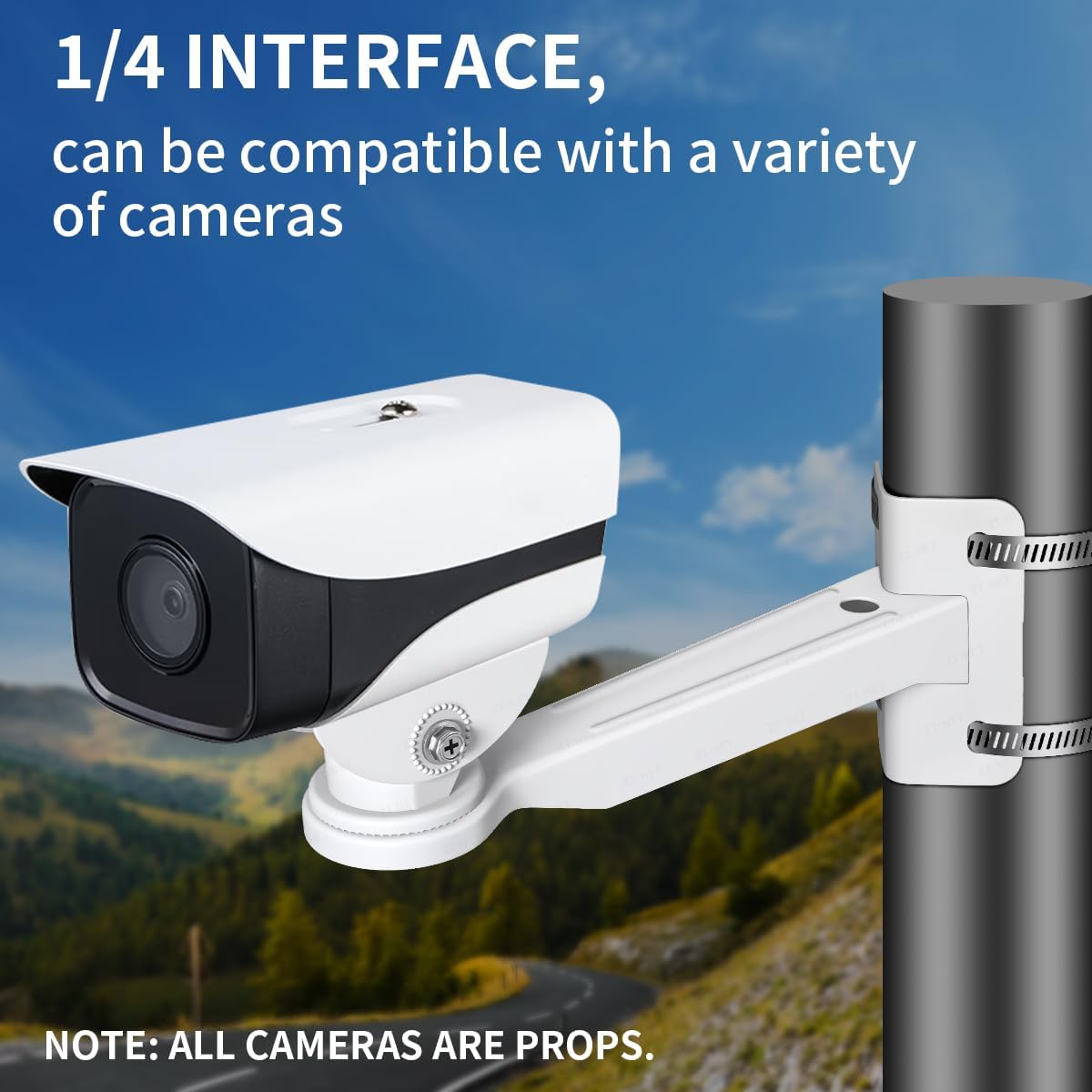 ZT-NET Security Camera Mount Corner Pole Mounting Bracket Universal Heavy-Duty Adjustable Holder for CCTV Cameras