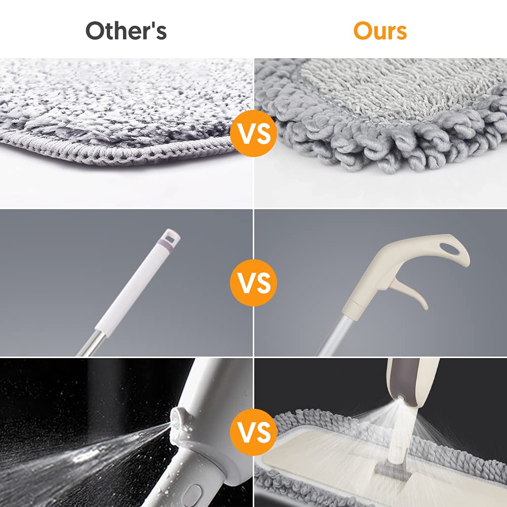 Spray Wet Mops for Hardwood Floor Cleaning - MEXERRIS Microfiber Dust Mop with Spray 3X Reusable Washable Pads - Hard Wood Floor Mops Commercial Home Mop for Laminate Wood Tiles Hardwood Vinyl
