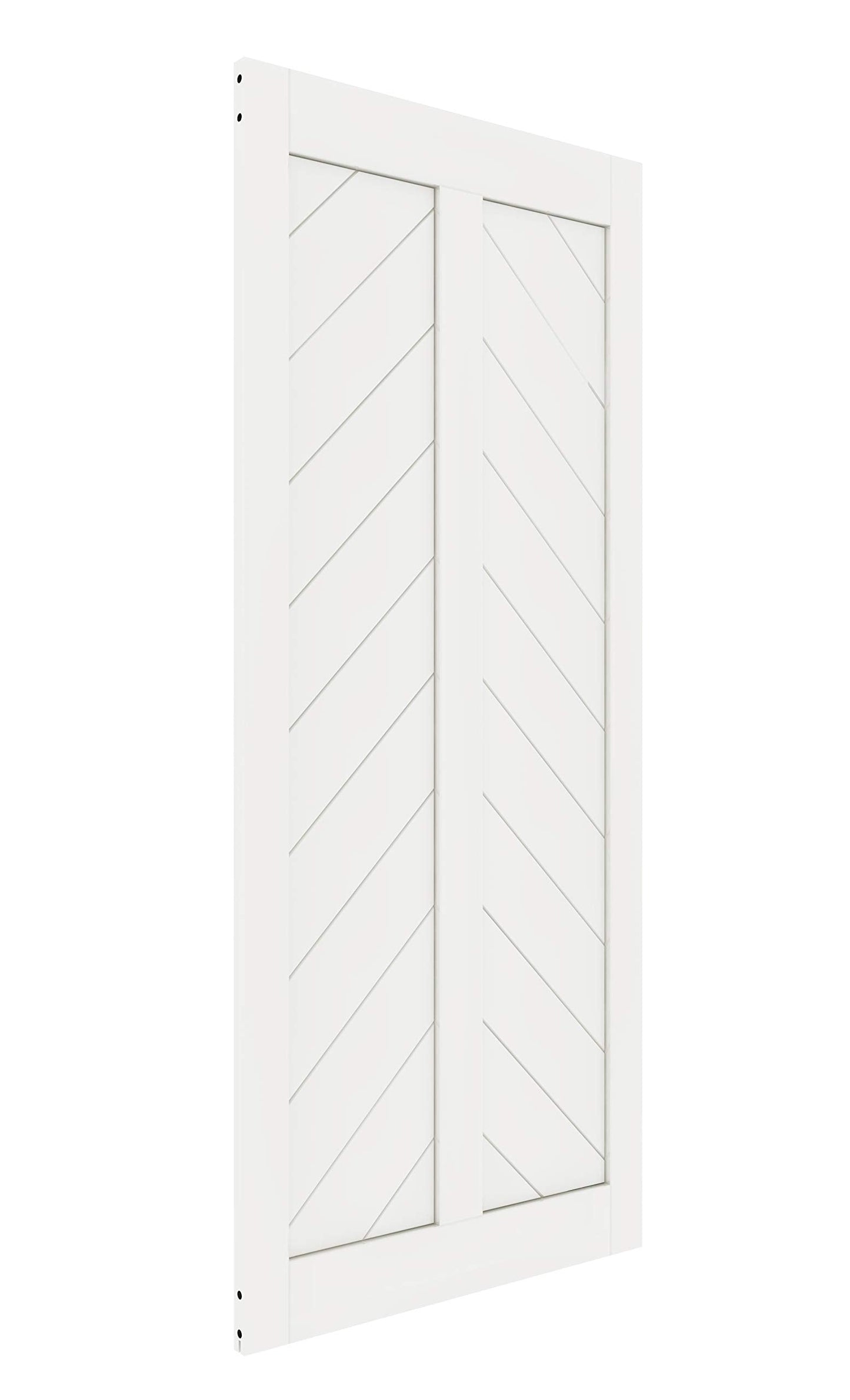 DIYHD 30X80in Fish Bone V Shape Sliding Barn Slab MDF Solid Core Primed Interior Door Panel(Disassembled)