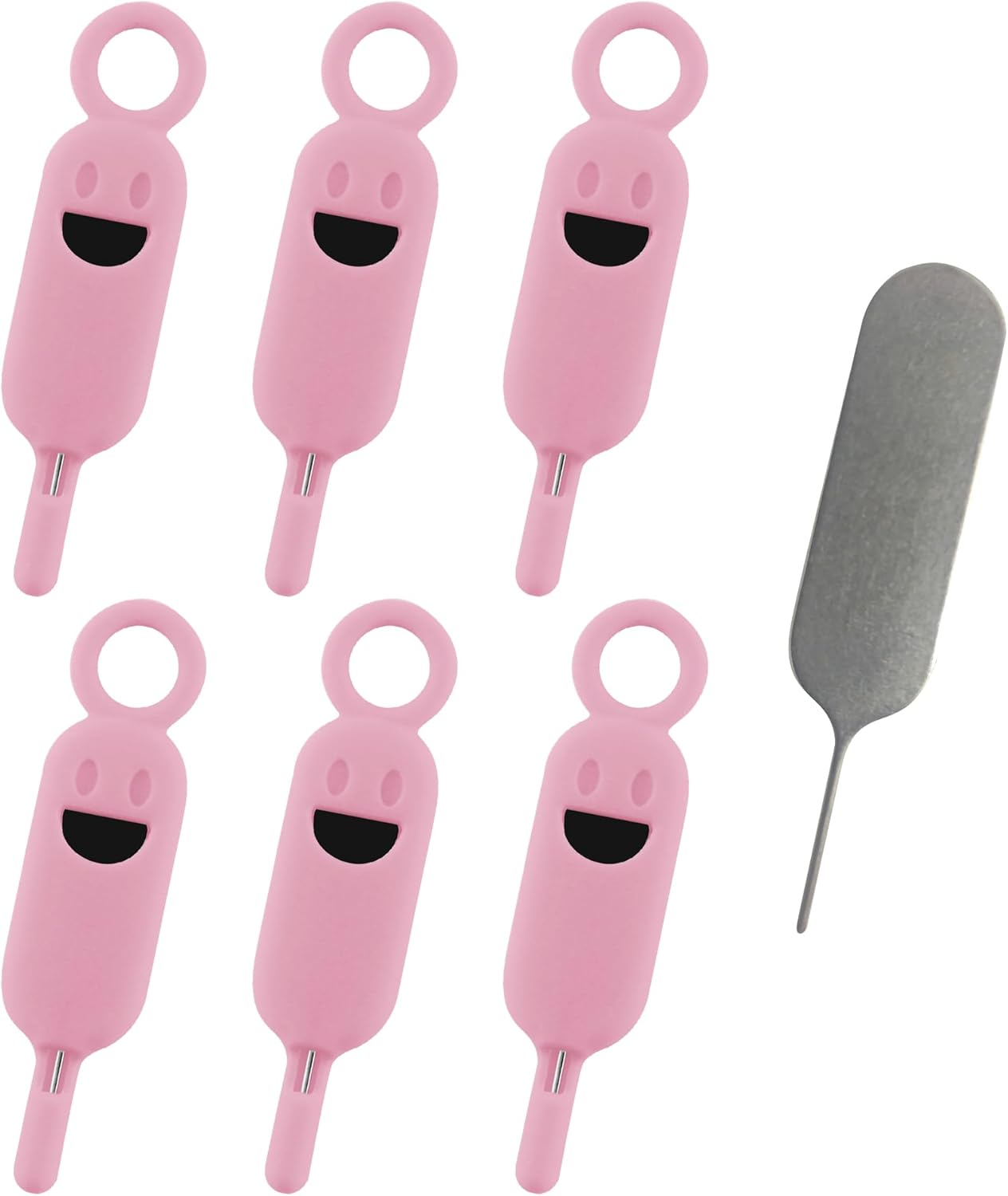 6 Set Lilaly Pcs SIM Card Removal Tool SIM Ejector Pin and Card Tool Cute Silicone SIM Card Needle Tool, Pink