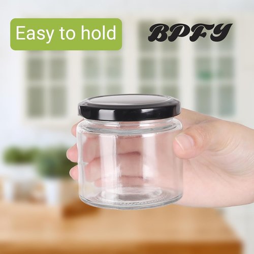 BPFY 24Pack 5oz Glass Jars with Lids, 150ml Clear Small Mason Jars with 24 Stickers, Mini Canning Jar for Jam, Jelly, Honey, Pickles, Spice