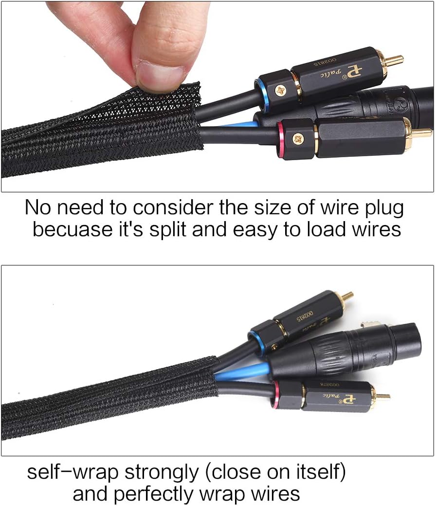Alex Tech 25ft 3/4 inch - Cord Protector Wire Loom Tubing Cable Sleeve Split Sleeving For USB Cable Power Cord Audio