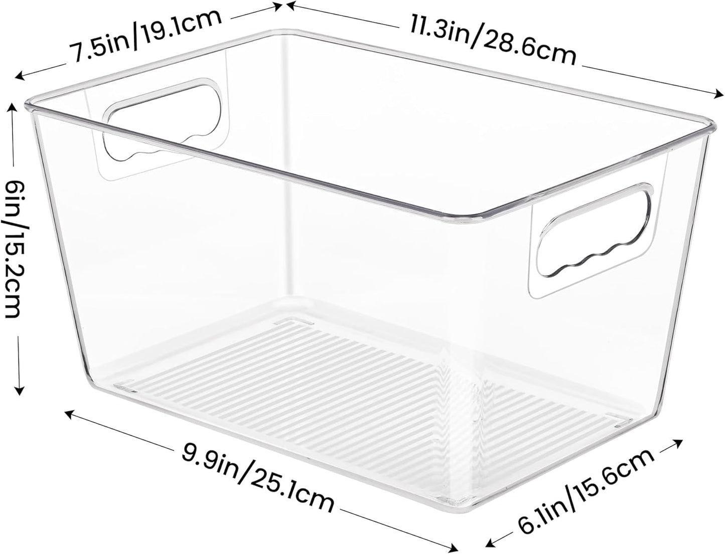 YIHONG Clear Pantry Organizer Bins - 6 Pack Plastic Containers with Handles for Kitchen & Bathroom Storage