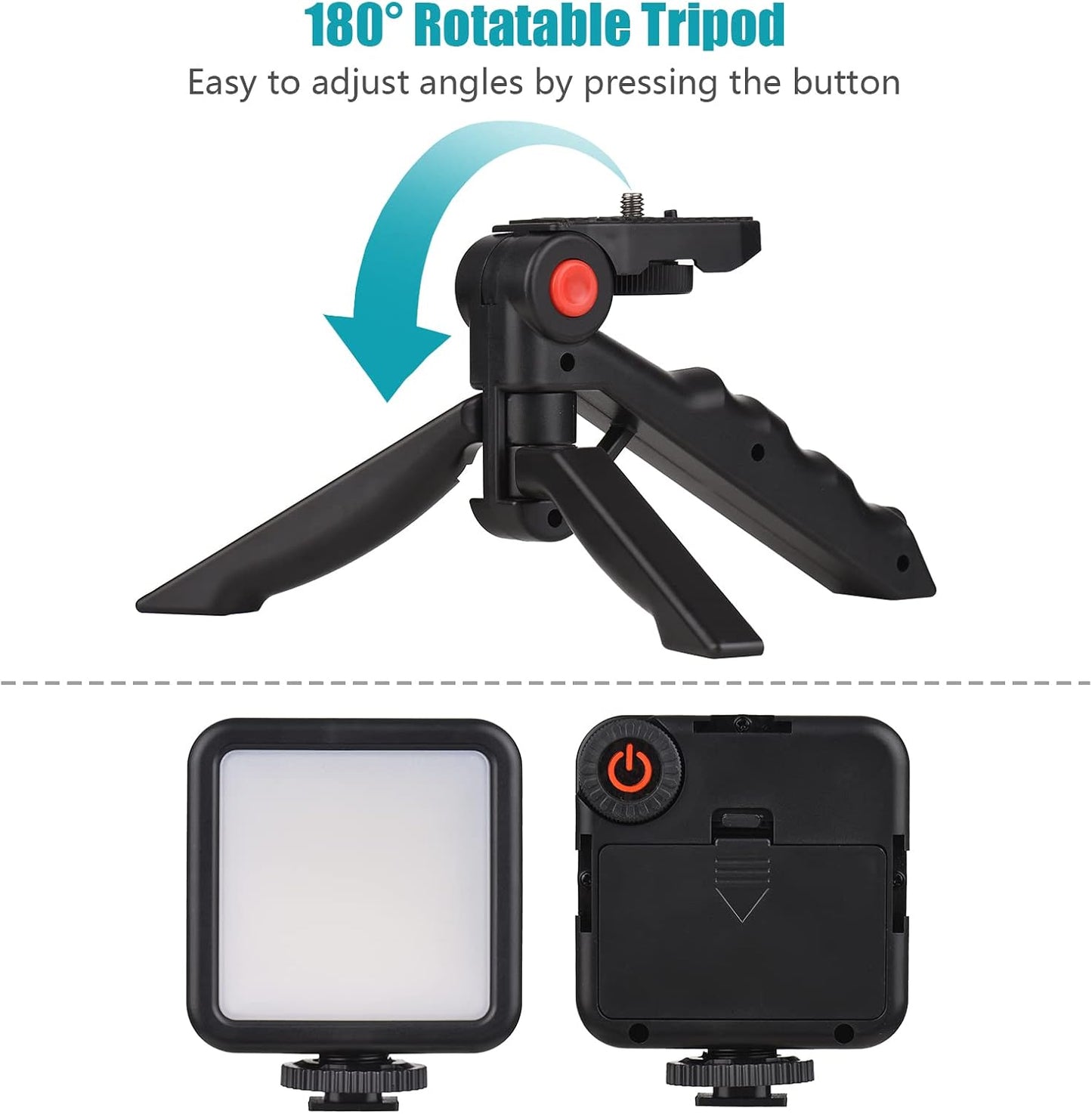 Andoer Smartphone Vlog Kit Mini LED Video Light + Cardioid Microphone + Extendable Phone Clip + Tripod with Adjustable