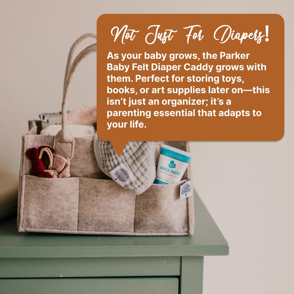Parker Baby Co. Diaper Caddy - Large Nursery Storage Bin & Car Organizer for Diapers | Oatmeal