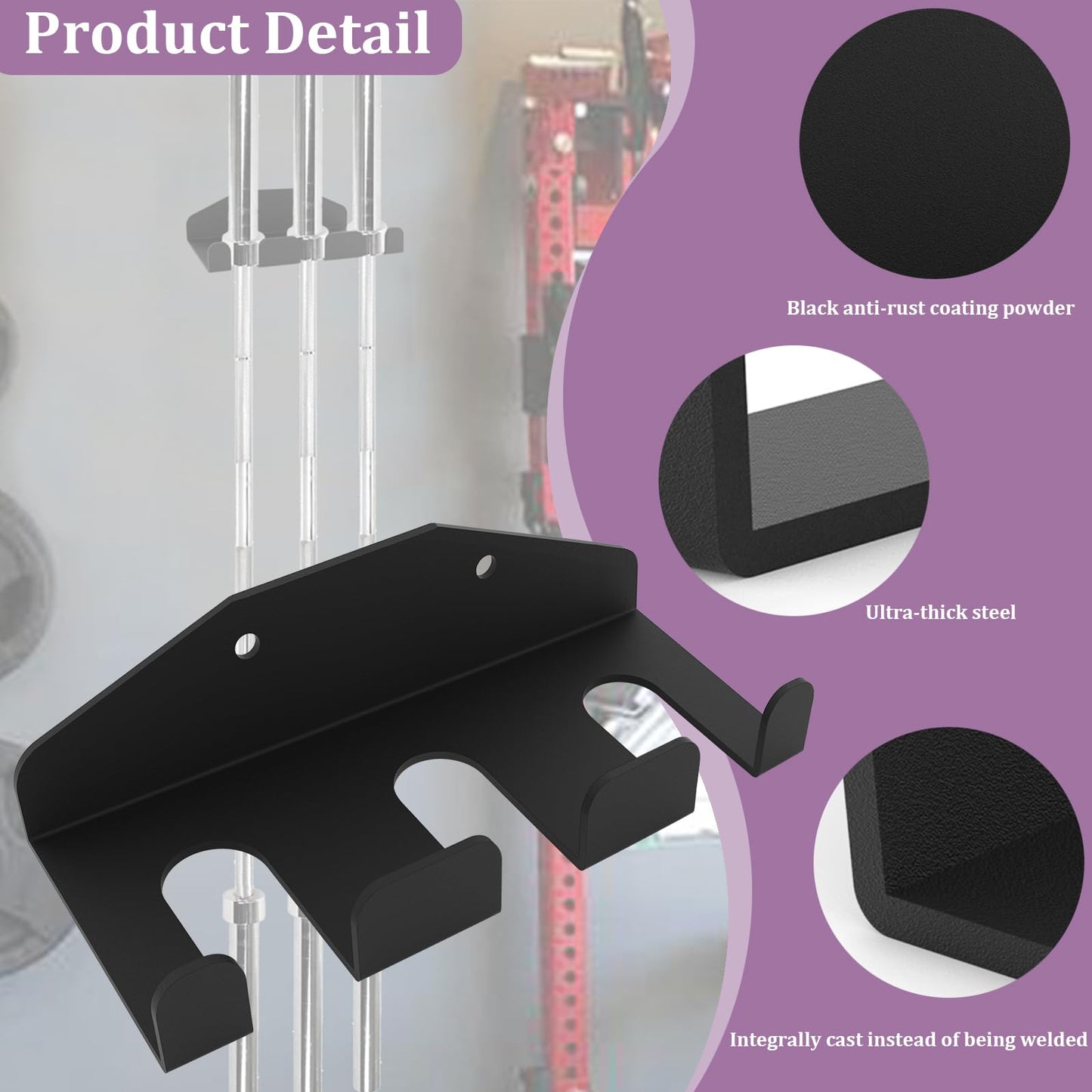 KSWLOR Barbell Storage Rack, Vertical Hanging Barbell Rack, Heavy Duty Wall Mounted Barbell Holder, Olympic Wall Mount Barbell Holder Space Saving Bar Holder Suitable for Garage, Gym, Home Fitness