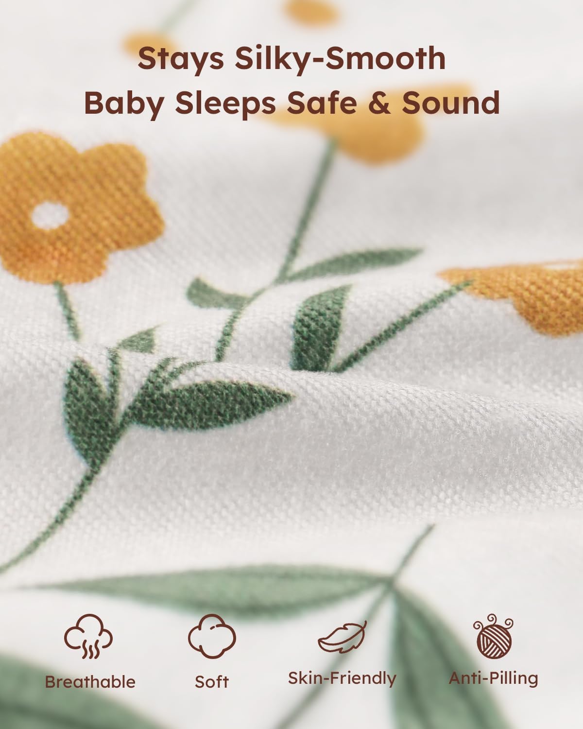 Yoofoss Baby Crib Sheets - Ultra Soft Microfiber Fitted Sheets for Standard Crib & Toddler Mattress | 52x28, Green Flower Design