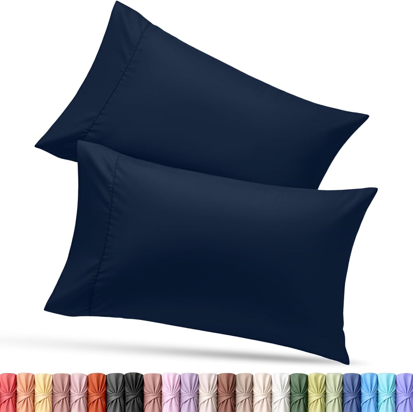 Utopia Bedding King Pillow Cases - Soft Brushed Microfiber - Fade Resistant | 20 x 40 Inches, Navy - 2 Pack
