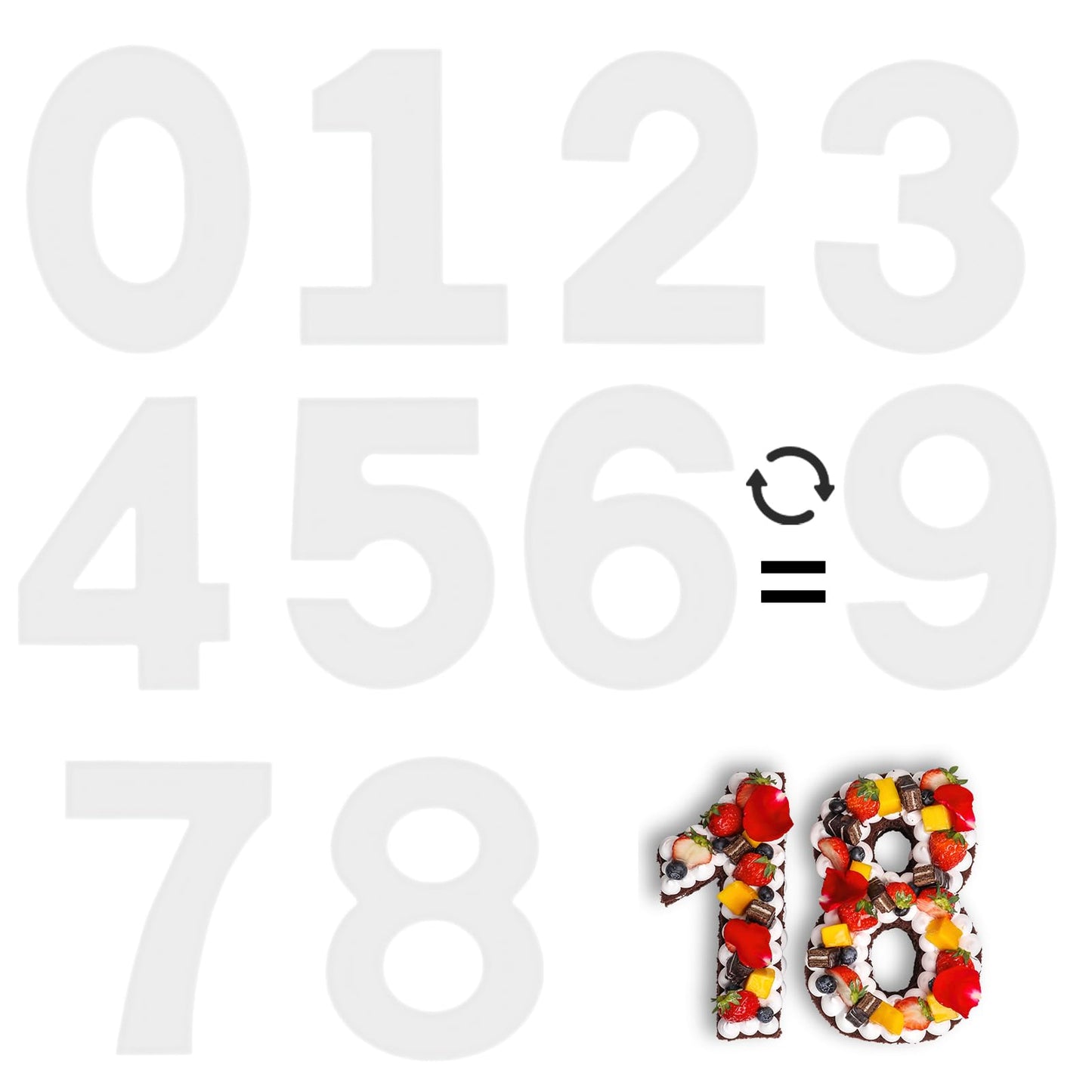 12 Inch Number Cake Mold Baking Forms Moulds,9 Pieces 0-8 Cake Number Stencils,Number Cake Pans,Flat Plastic Mold Numerical Templates Cutting for DIY Cakes/Cookies