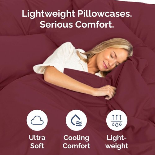 King Pillow Cases by [Brand Name] - Ultra Soft Hotel Quality Covers | Comfy, Wrinkle-Free & Easy Care - 8 Piece Set in Burgundy