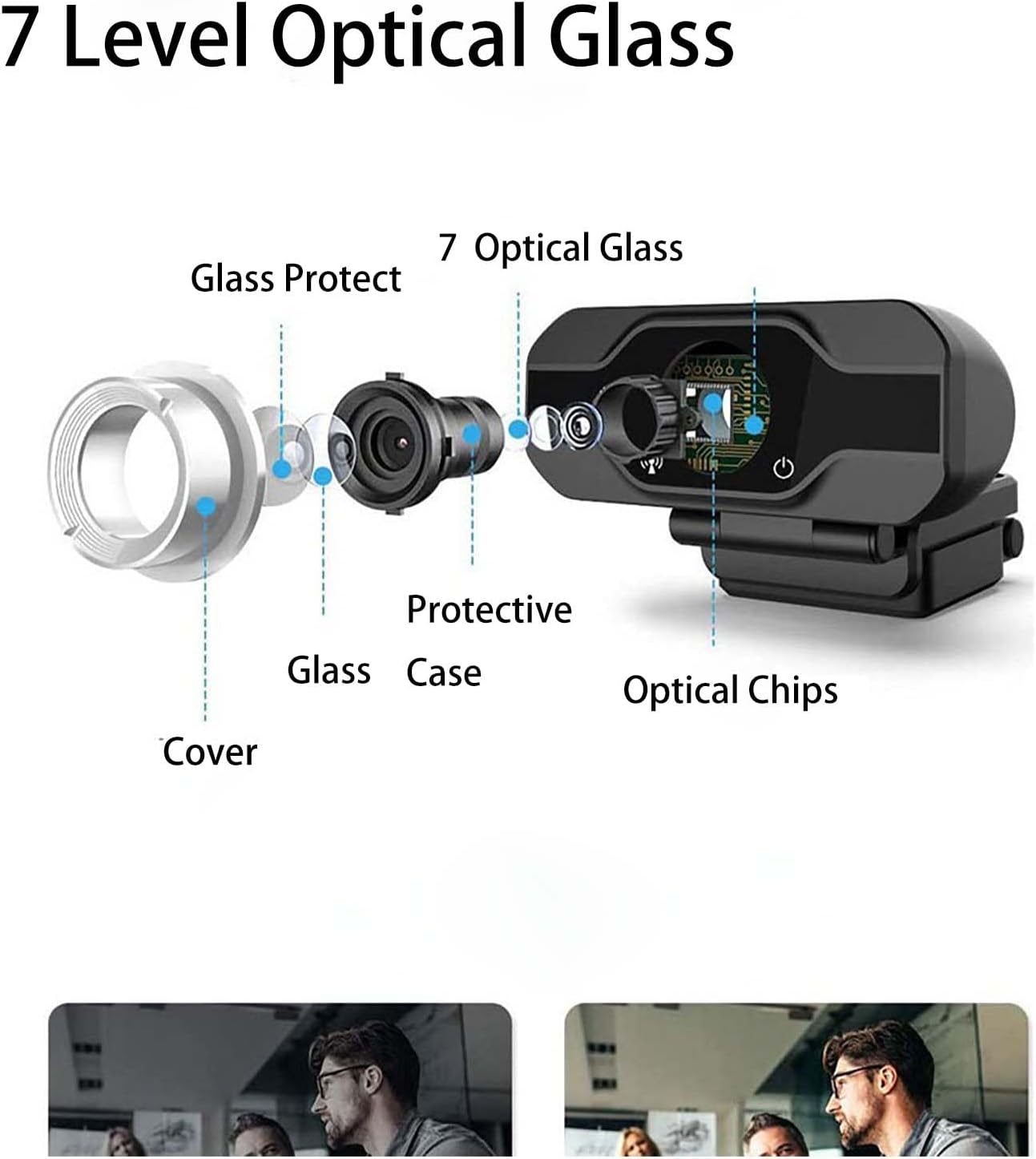 Jinpei 2K JW-05B QHD Webcam with Privacy Cover, Microphone, Web Computer Camera, Plug and Play,for Zoom/Skype/Teams