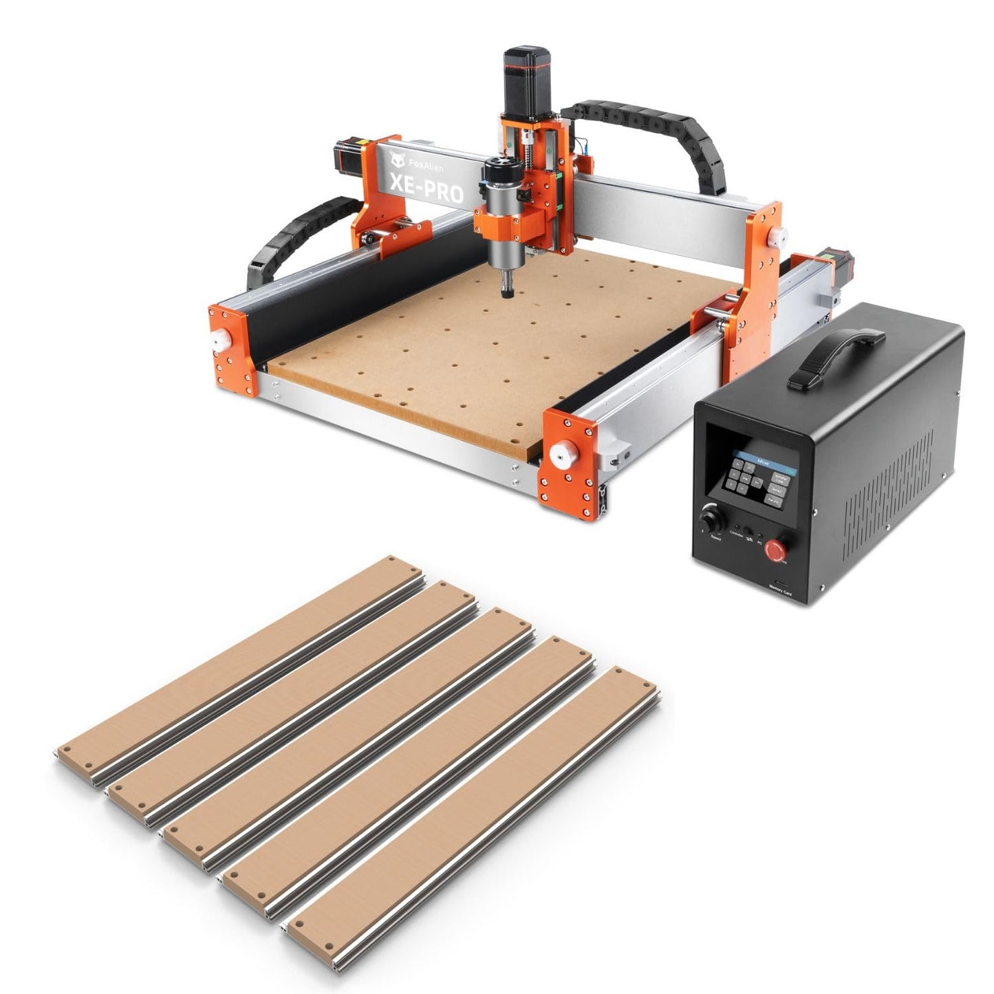 FoxAlien Latest XE-PRO CNC Router Machine + Hybrid T-slot Spoilboard Worktable Upgrade Kit
