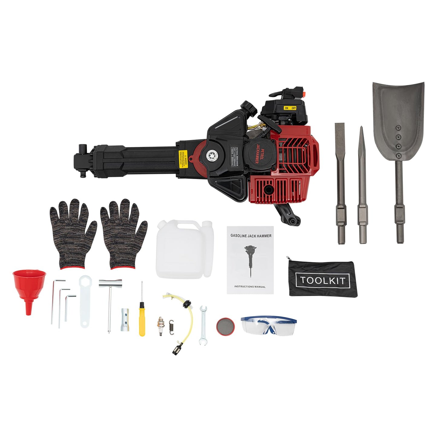 52CC Petrol Gas Powered Portable Excavator, 1900W Portable Tree Excavator Portable Garden Farm Shovel Digging Machine Heavy Duty Handheld Excavator for Garden Farm Tree Planting Lawn Planting